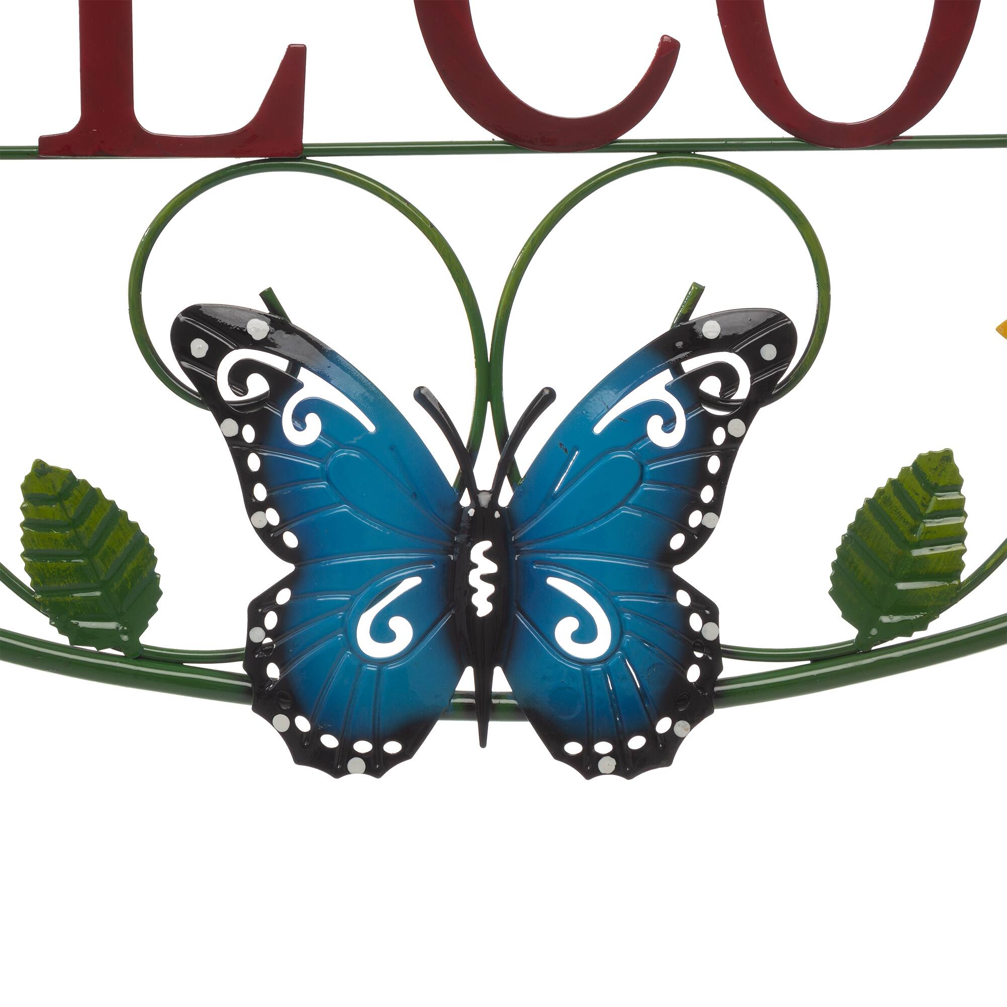 Glitzhome® 24" Metal Sunflower & Butterfly Welcome Wall Décor